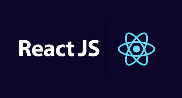 This image showcases the React JS logo, a popular JavaScript library for building user interfaces. The text 'React JS' is prominently displayed in white against a dark blue background, accompanied by the iconic React atom symbol. The overall mood is modern and tech-focused, perfect for representing web development and front-end technologies.