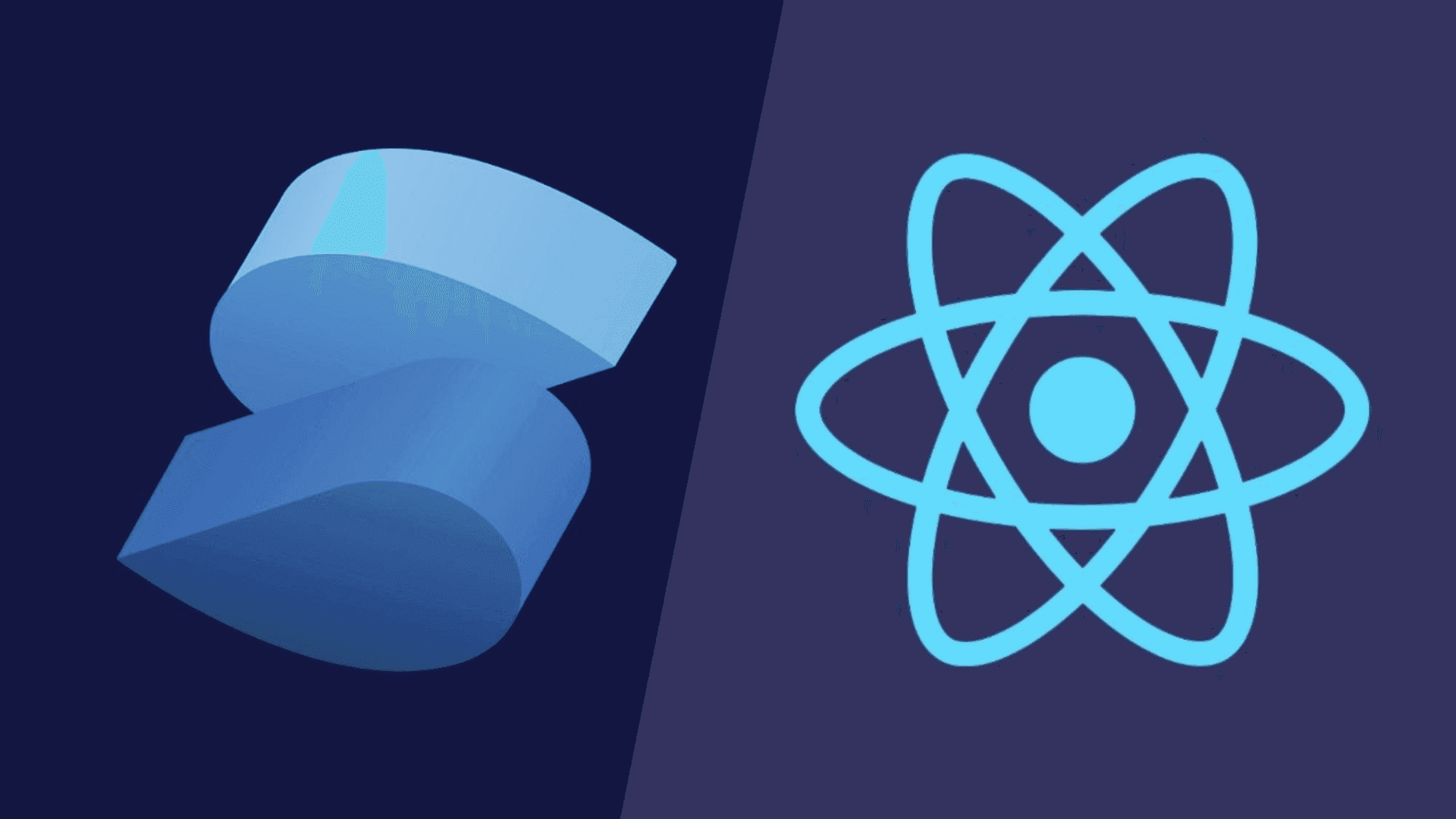 The image showcases the logos of two popular web development technologies: Storybook and React. The Storybook logo, a stylized blue ribbon, is juxtaposed with the React logo, a light blue atom symbol, against a dark blue background. This visual pairing suggests a comparison or connection between the two tools, likely in the context of front-end development.
